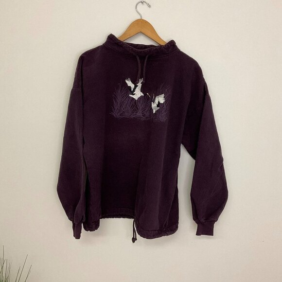 Vintage 90s Wek The World Pullover Graphic Sweatshirt Tie-Neck Size XL Purple - Picture 1 of 3